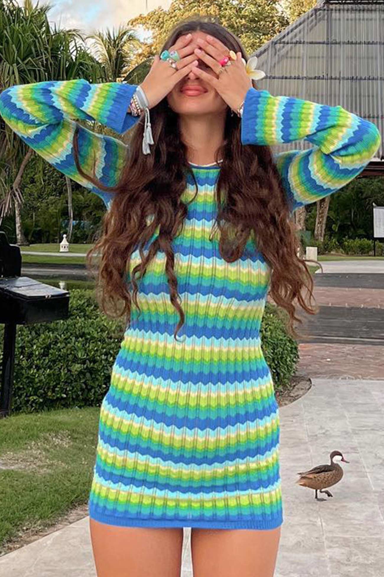 Maria Contrasting Striped Mini Dress with Contemporary Everyday Styling