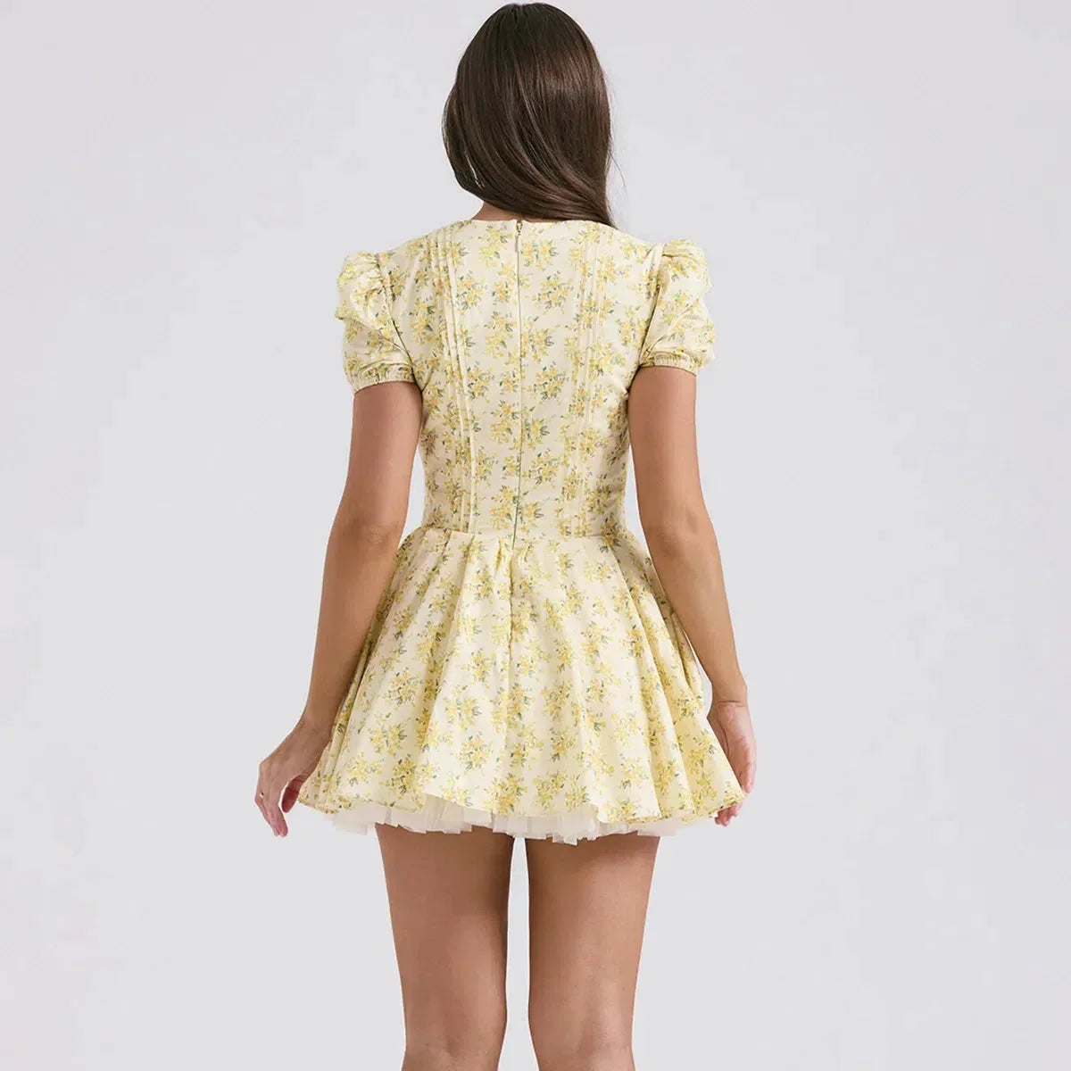 Cottagecore Floral Plunge Neck Mini Dress