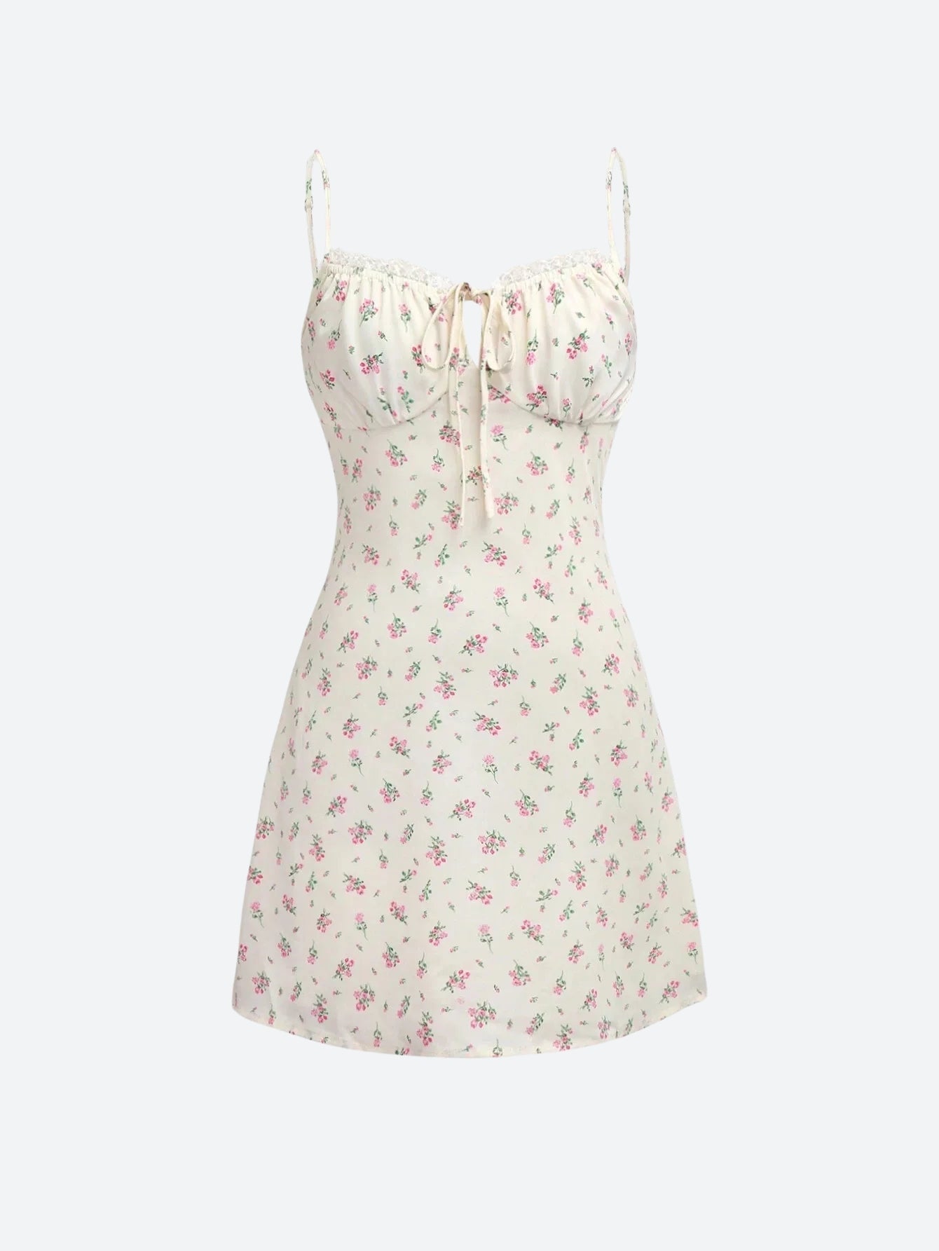 Cottagecore Floral Ruched Mini Dress