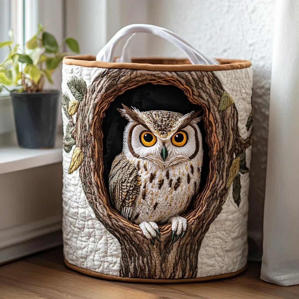 Quilted Sheep Print Handled Storage Basket