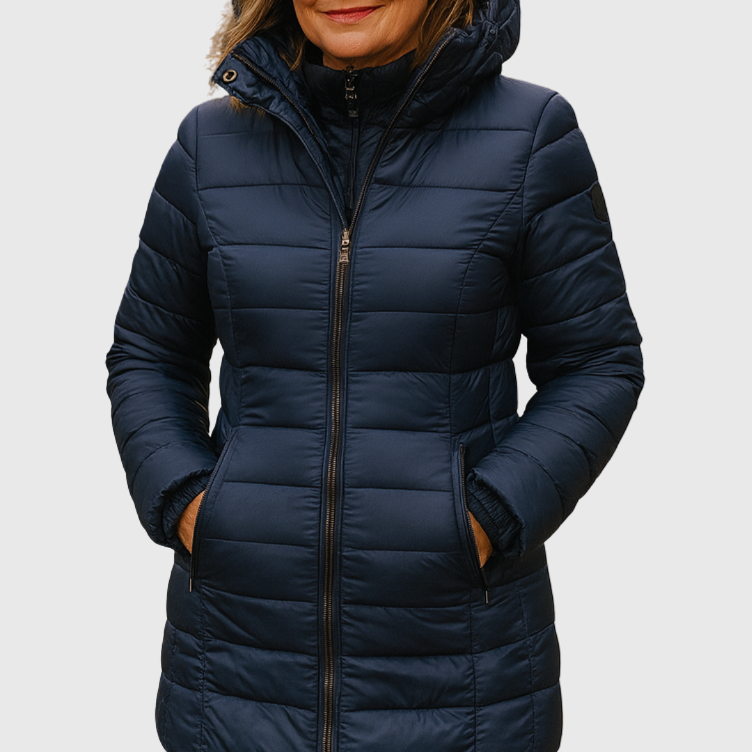 Hooded Zip Front Longline Puffer Jacket