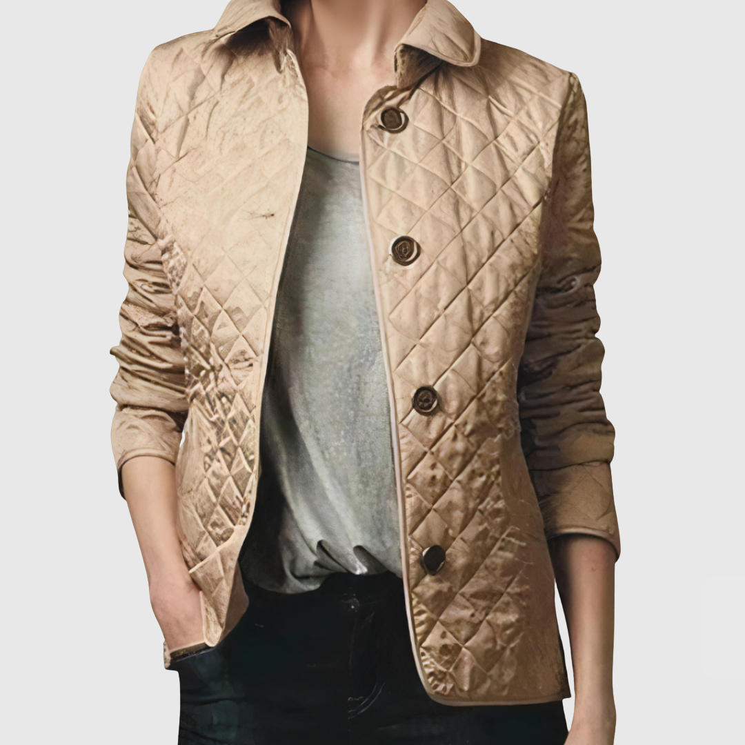 Diamond Quilted Button Front Collared Jacket