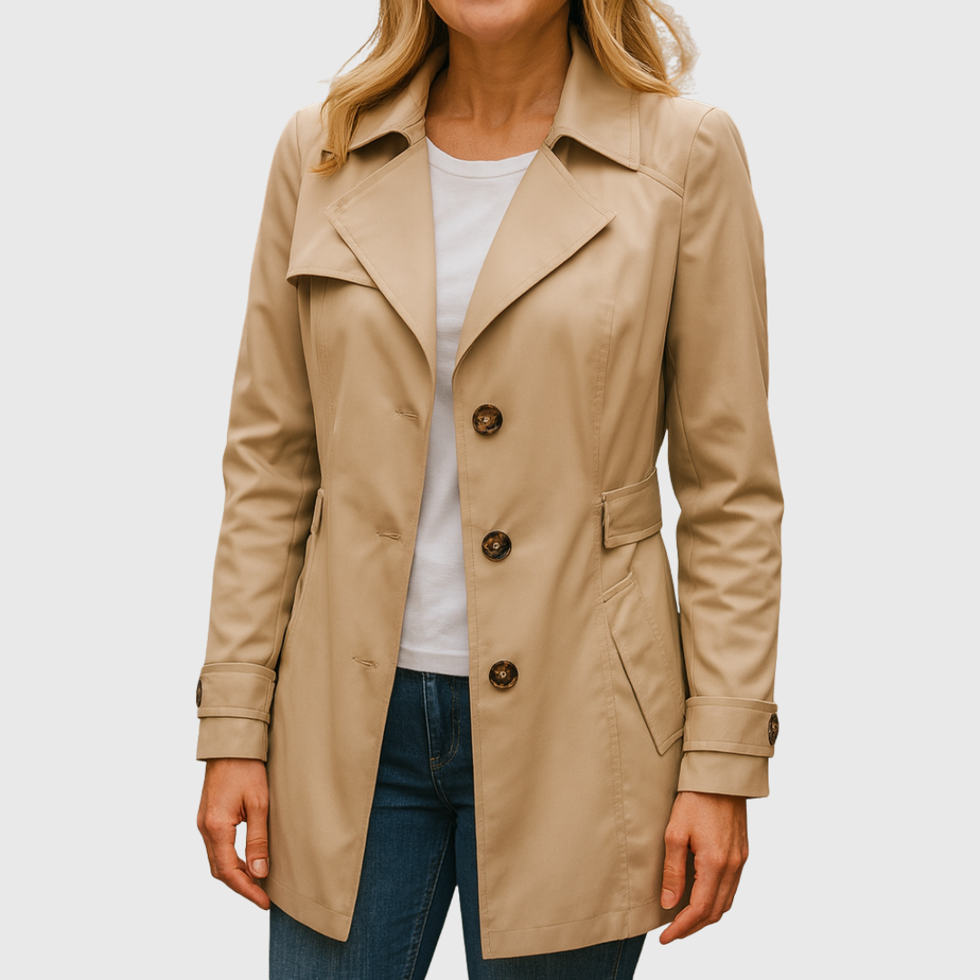 Notch Lapel Single Breasted Short Trench Coat