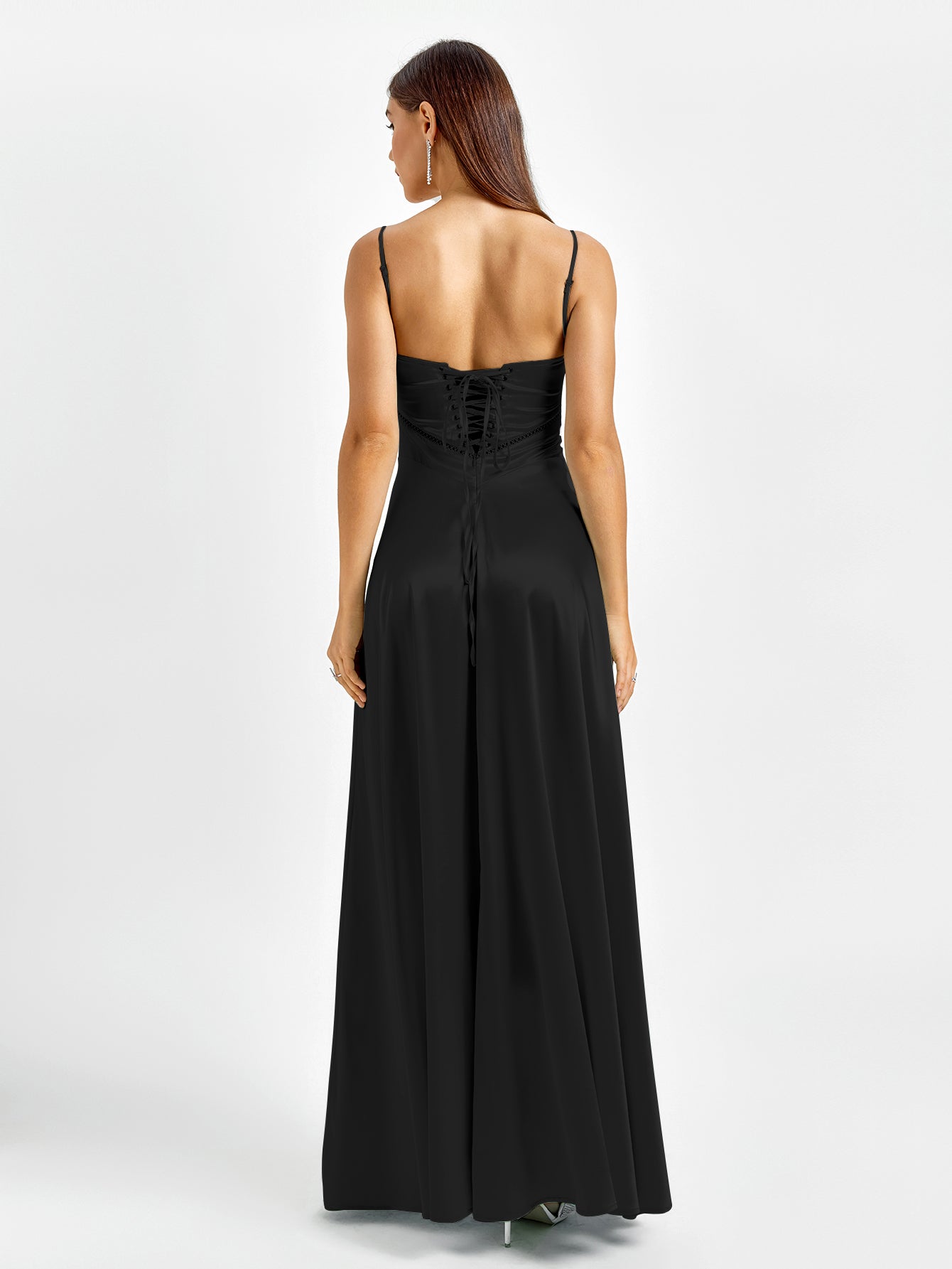 Crisscross Back Satin Maxi Dress - View 6