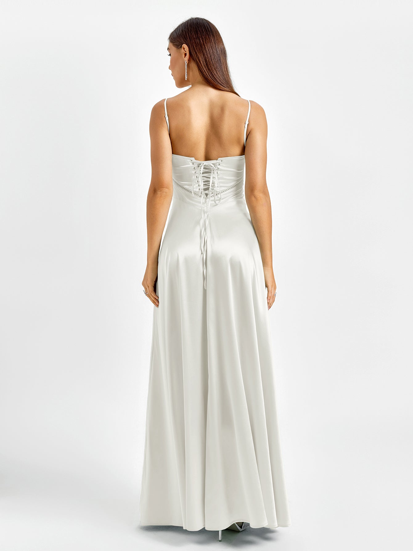 Crisscross Back Satin Maxi Dress - View 23