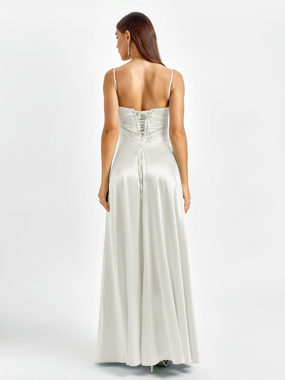 Satin Sweetheart Neck Spaghetti Strap Corset Bodice A-Line Maxi Dress 23