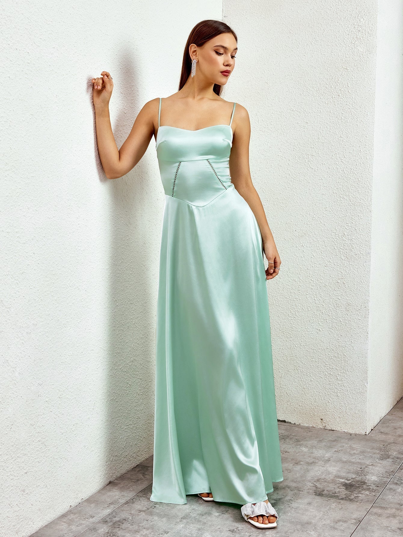 Crisscross Back Satin Maxi Dress - View 21