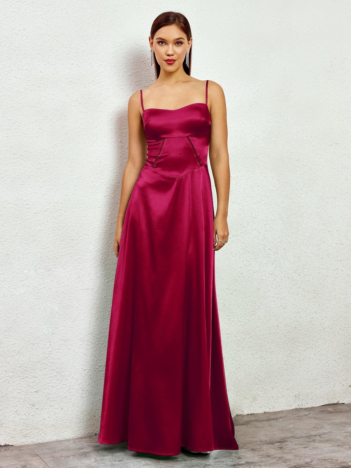 Crisscross Back Satin Maxi Dress - View 17