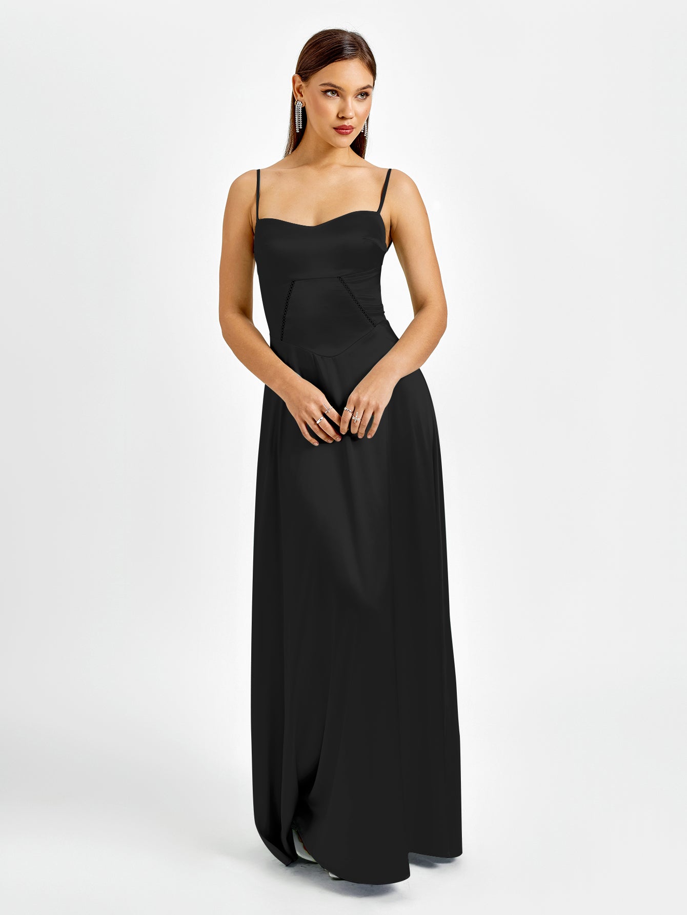 Crisscross Back Satin Maxi Dress - View 5