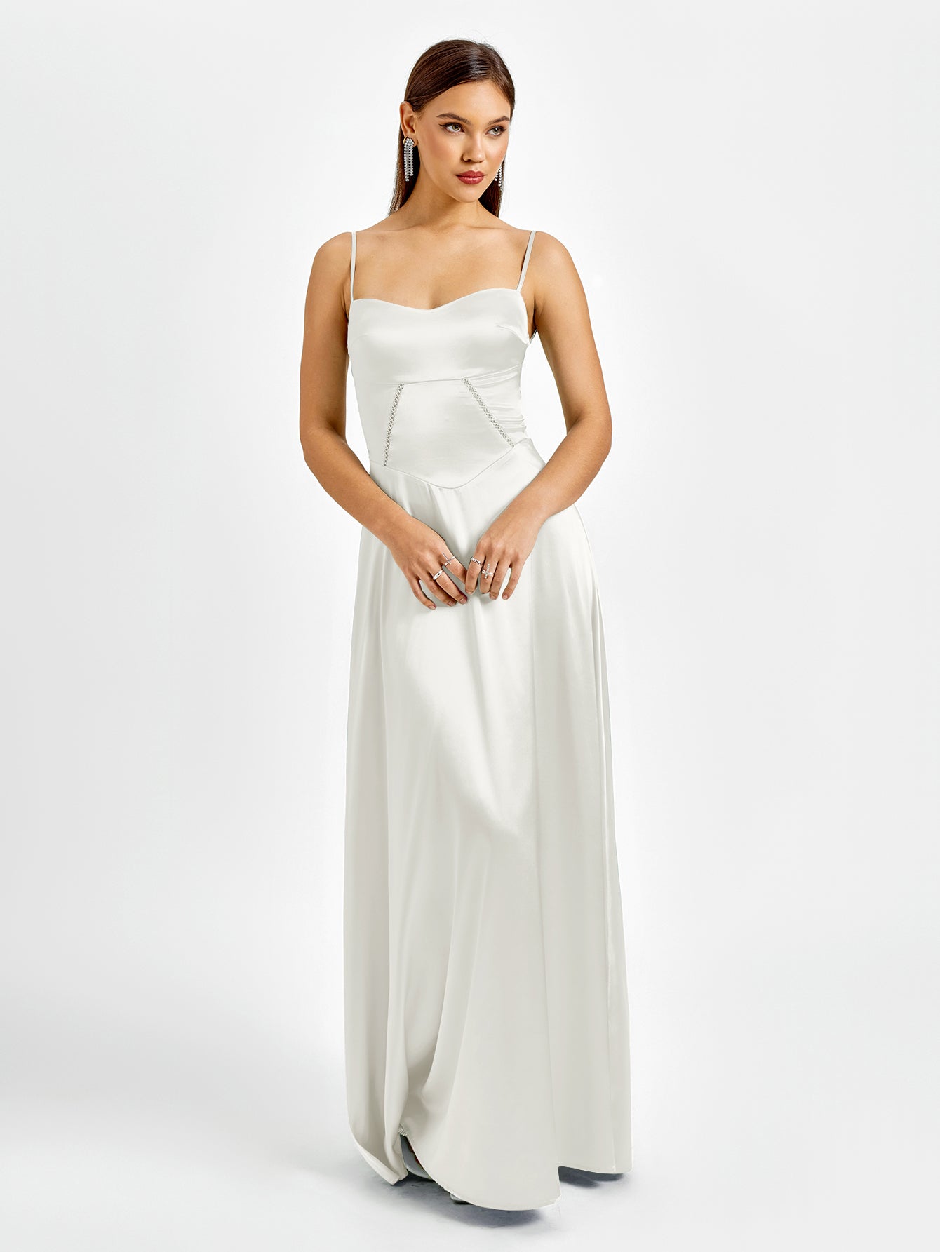 Crisscross Back Satin Maxi Dress - View 22