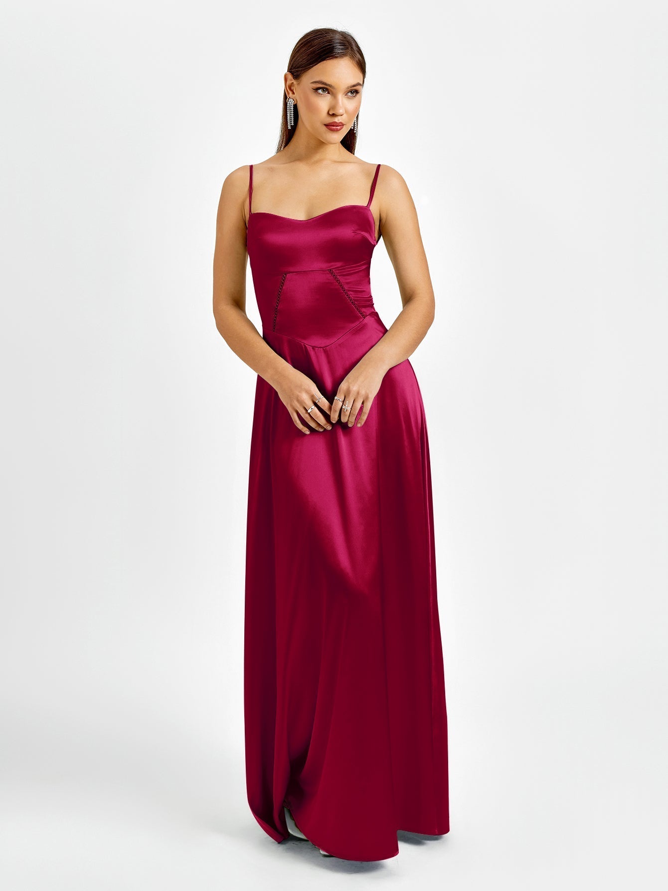 Crisscross Back Satin Maxi Dress - View 11