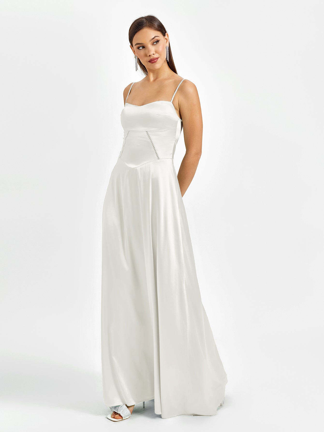 Crisscross Back Satin Maxi Dress - View 2