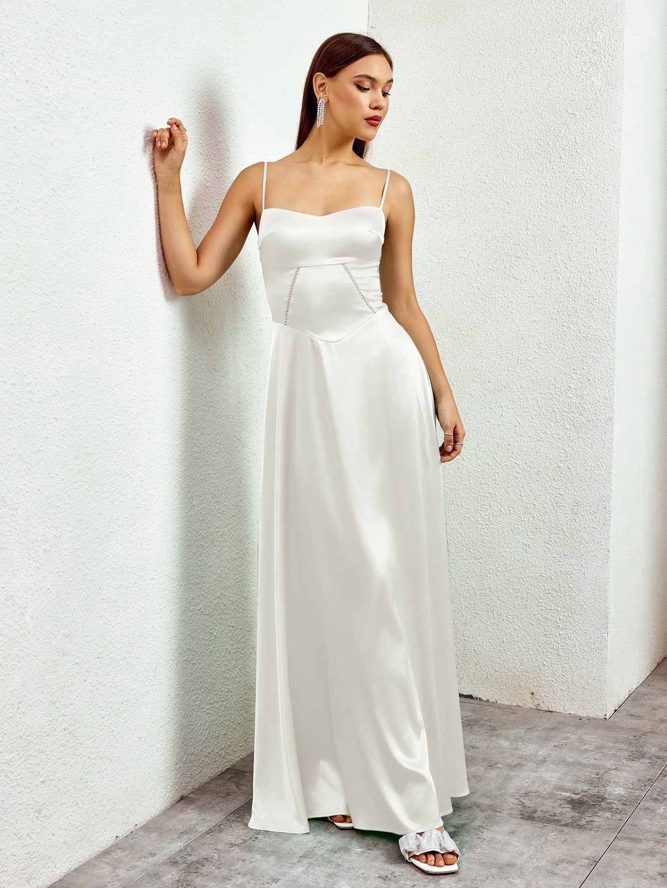 Crisscross Back Satin Maxi Dress - View 24