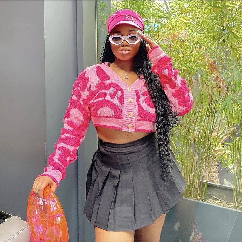 Pink Y2K Knit Cardigan