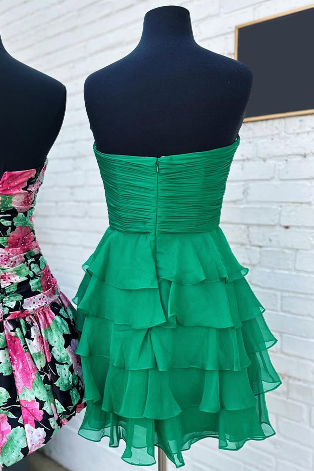 Cute A Line Sweetheart Green Short Homecoming Dress with Ruffles