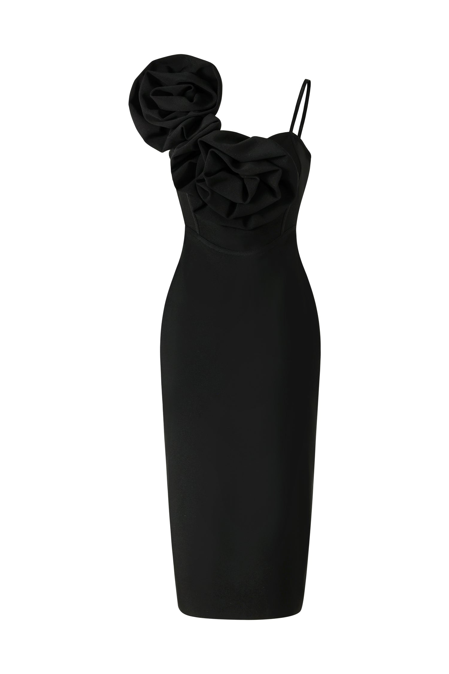 Spaghetti Strap Rosette Corset Bodycon Midi Dress