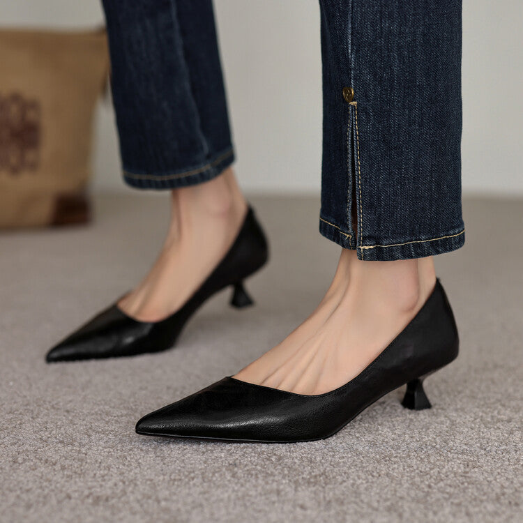 Pointed Toe Kitten Heel Pumps