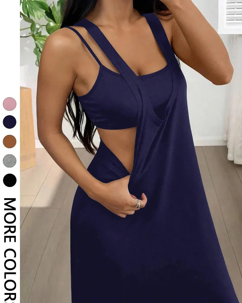 Ribbed Knit Tank Bodycon Two Piece Maxi Set 4