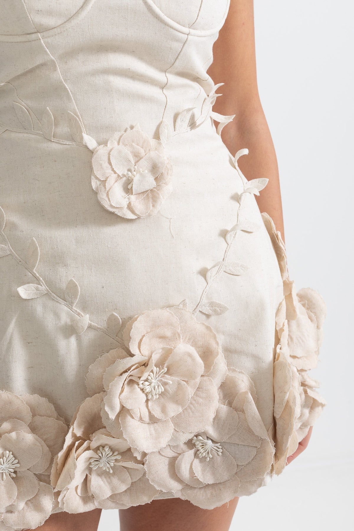 Strapless Bustier 3D Floral Applique Hem Mini Dress 8