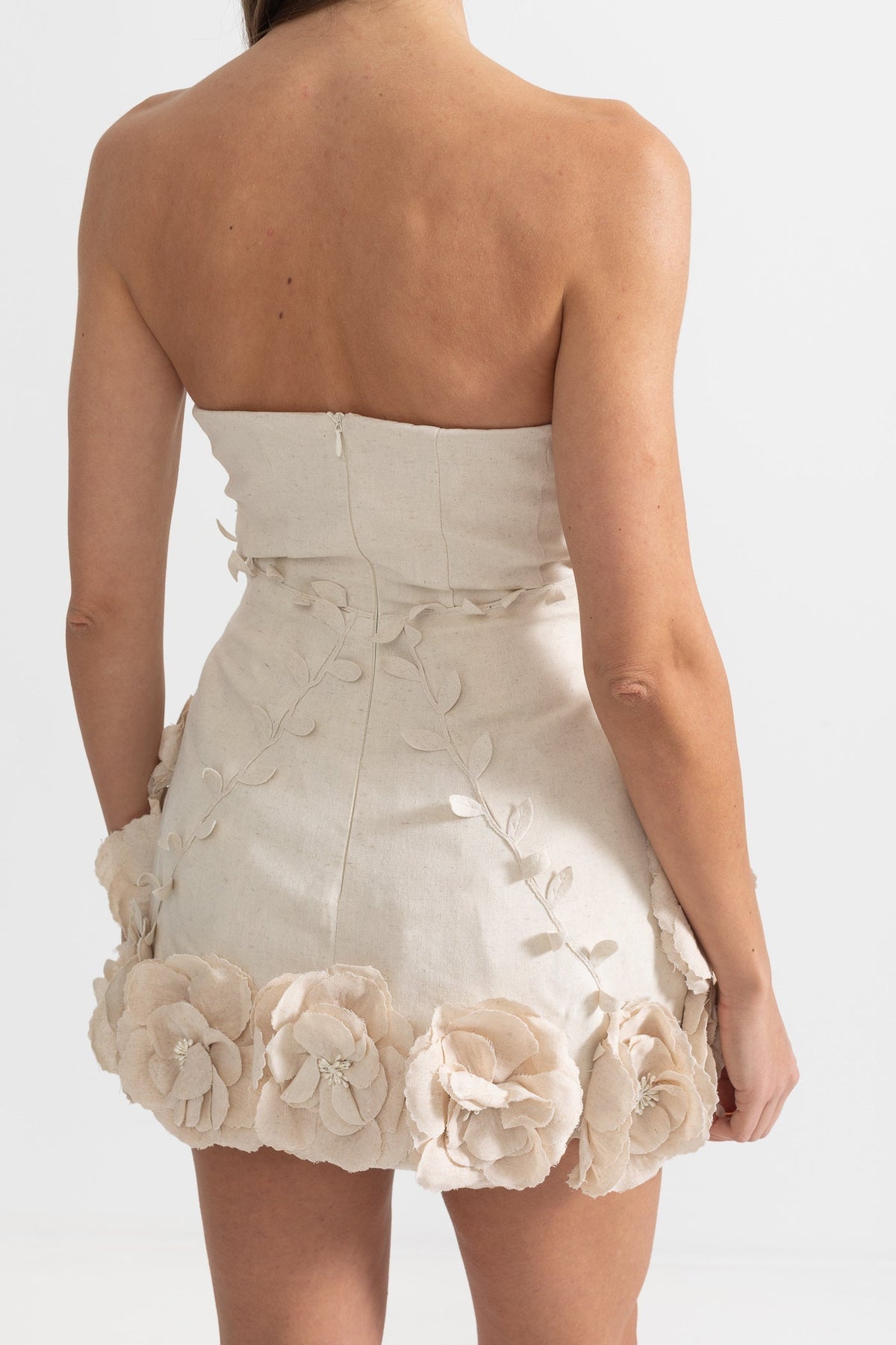 Strapless Bustier 3D Floral Applique Hem Mini Dress 2