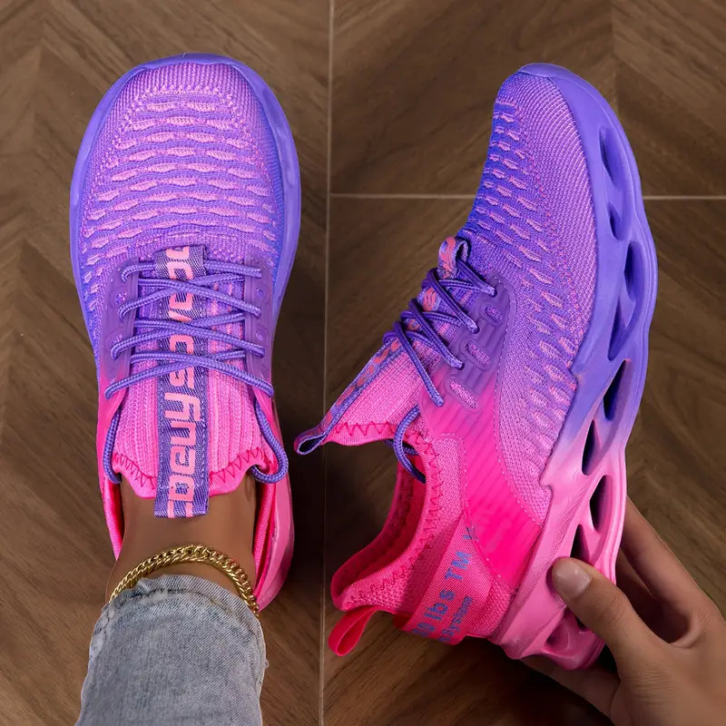 Lace Up Chunky Blade Sole Running Sneakers