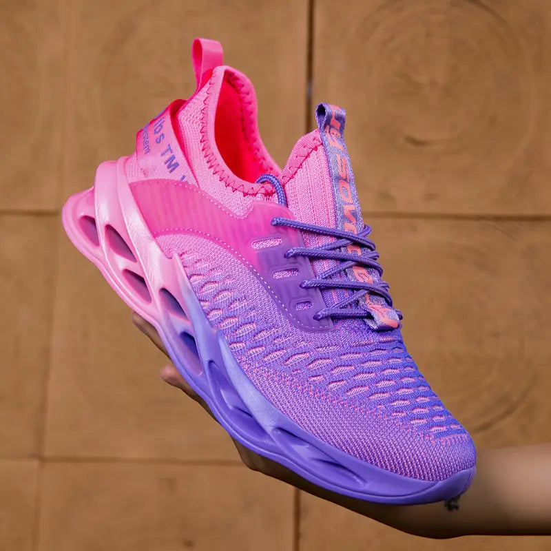 Lace Up Chunky Blade Sole Running Sneakers