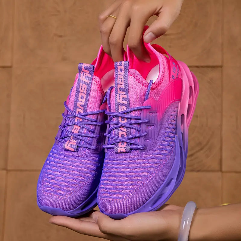 Lace Up Chunky Blade Sole Running Sneakers