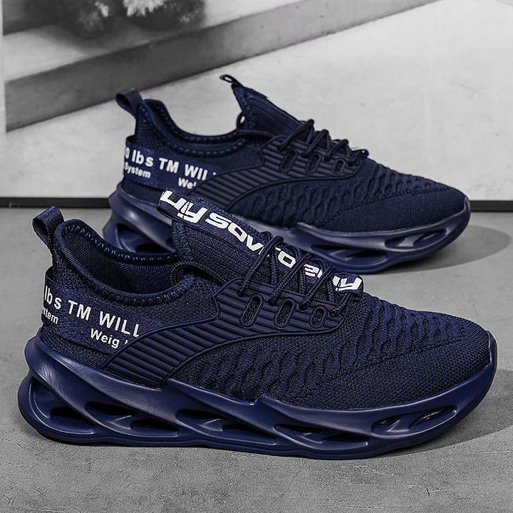 Knit Lace Up Chunky Blade Sole Running Sneakers