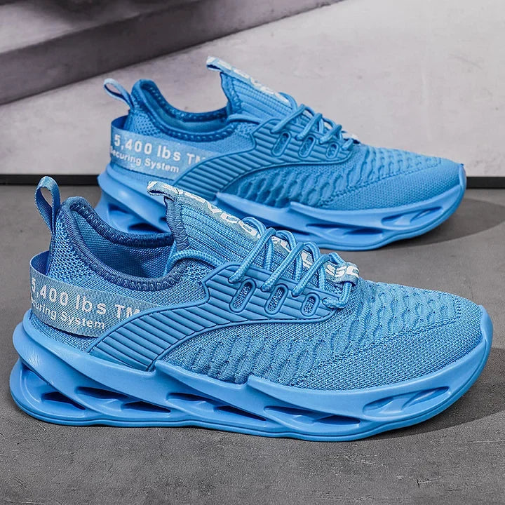Knit Lace Up Chunky Blade Sole Running Sneakers