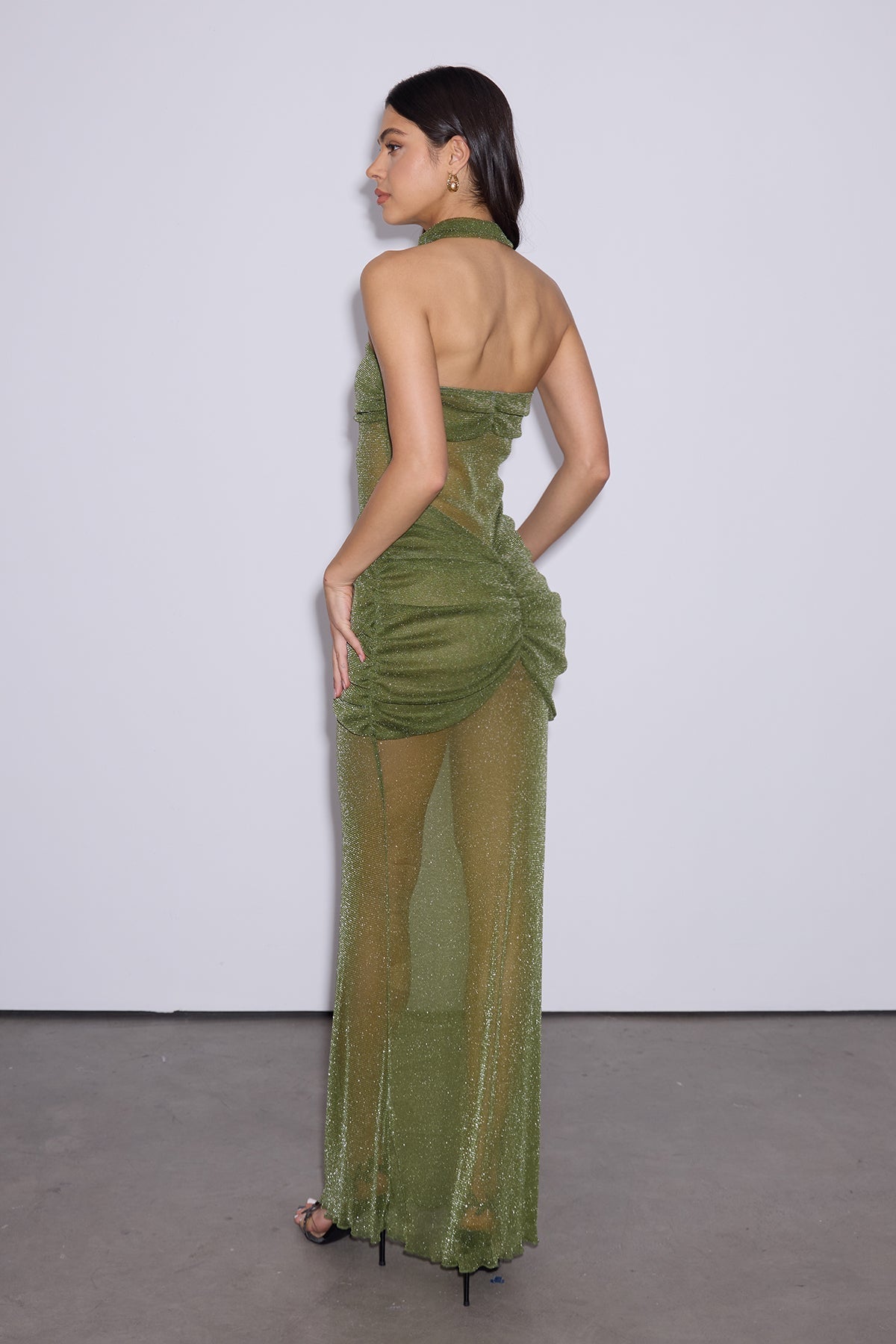 Daedalus Strapless Sequin Maxi Dress In Green 4