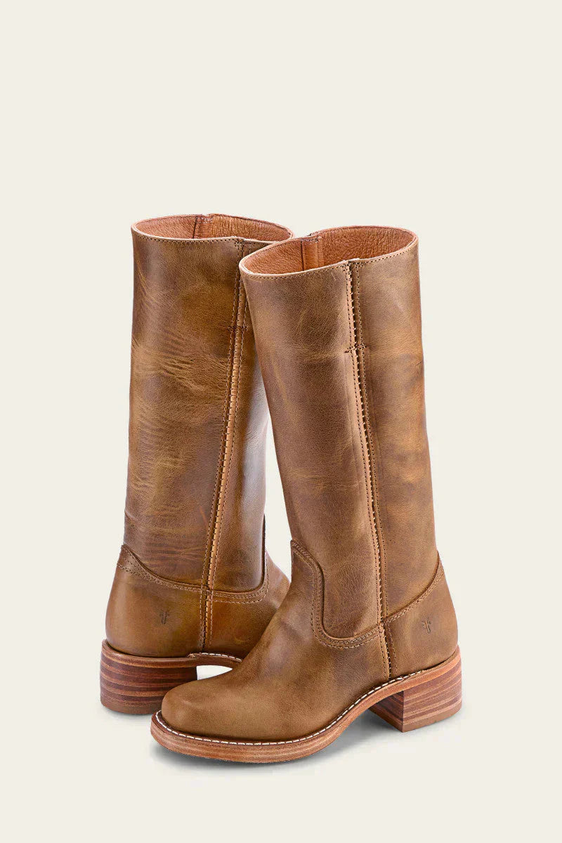 Round Toe Block Heel Knee High Boots