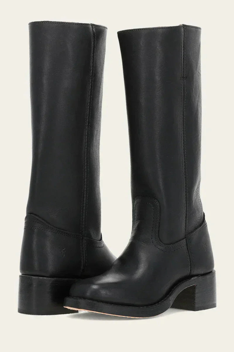 Round Toe Block Heel Knee High Boots