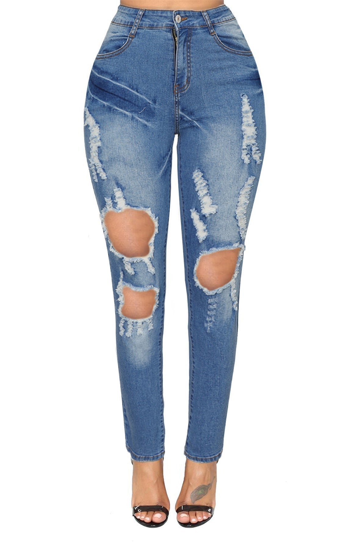 Dark Denim Distressed Skinny Jeans