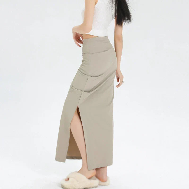 Vintage Washed Pleated Denim Mini Skort