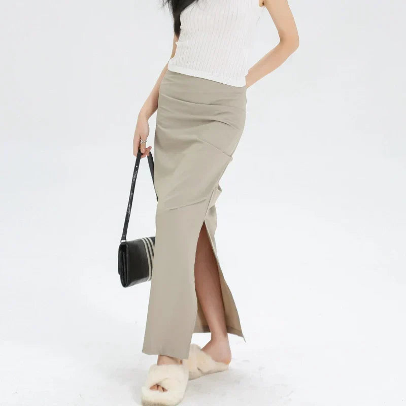 Vintage Washed Pleated Denim Mini Skort