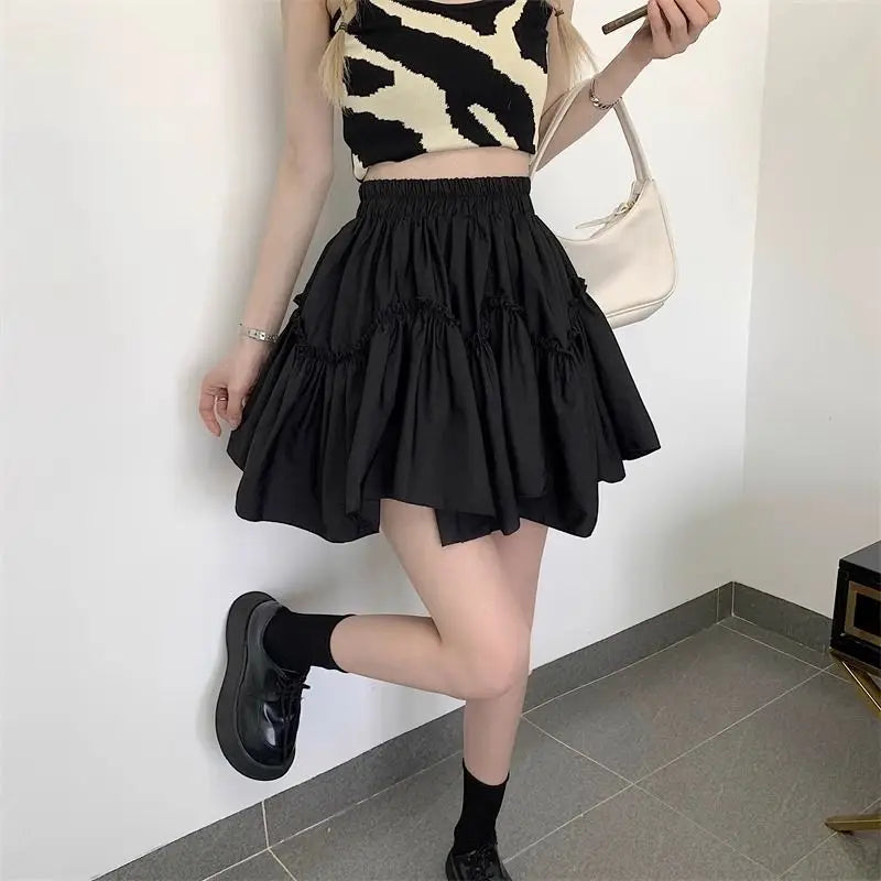 Patchwork Pleated Denim Mini Skort