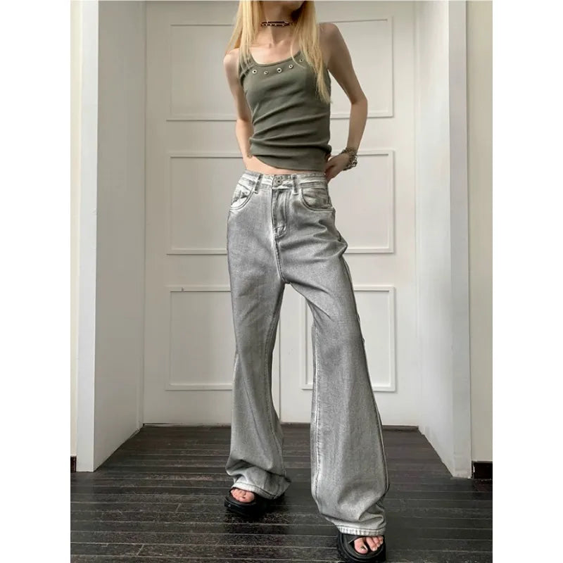 Vintage Washed Wide-Leg Denim Jeans