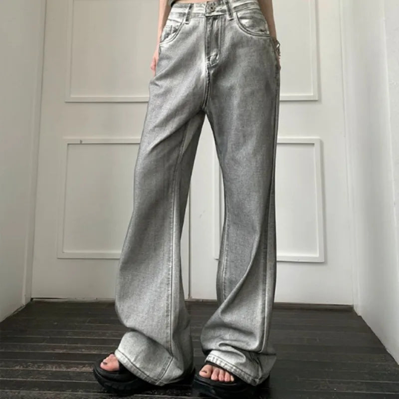 Vintage Washed Wide-Leg Denim Jeans