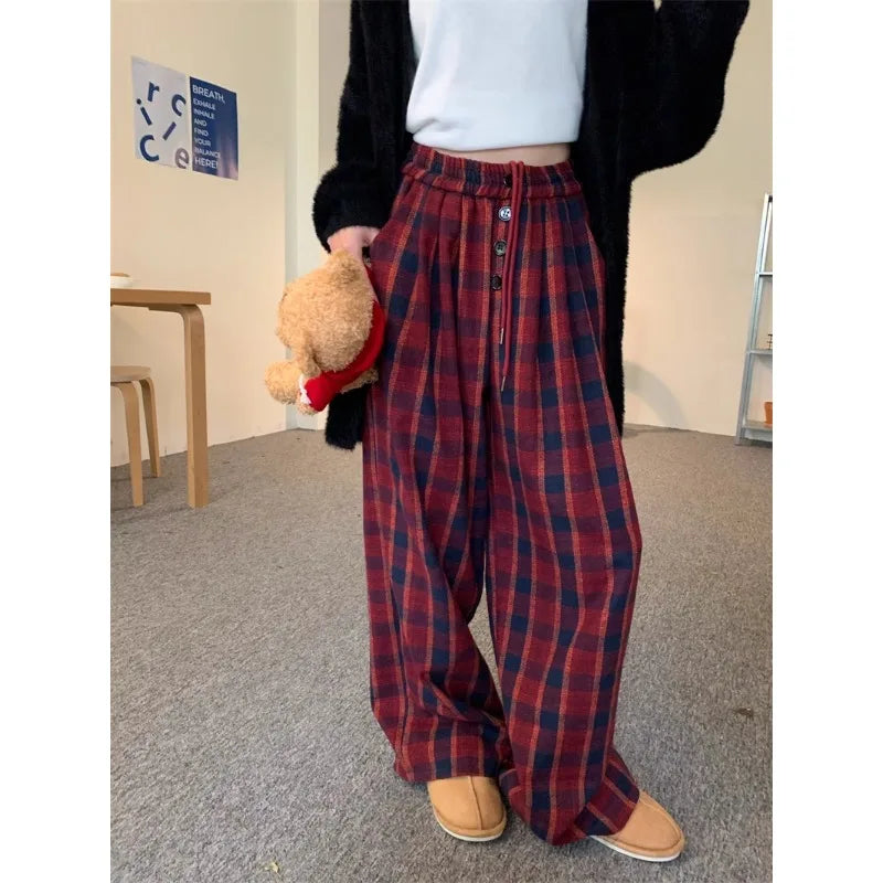 Woolen Plaid Vintage Pants