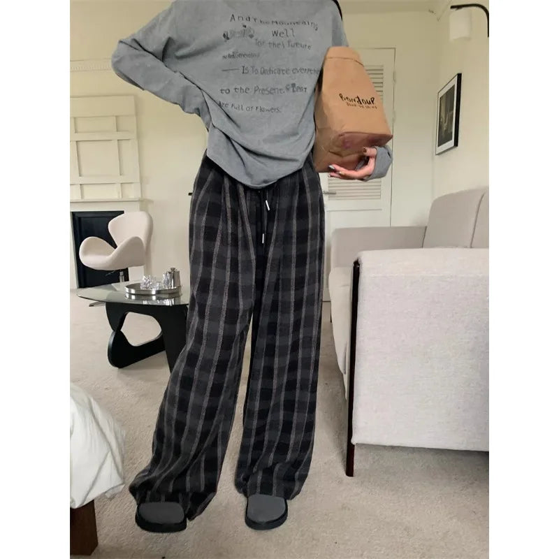 Woolen Plaid Vintage Pants