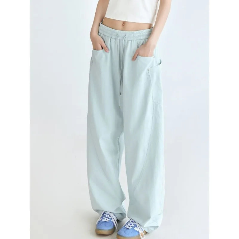 Drawstring Elastic Waist Patch Pocket Baggy Cargo Pants 5