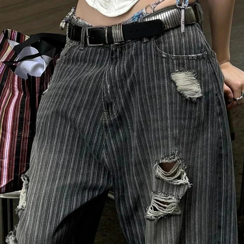 Vintage Washed Wide-Leg Denim Jeans
