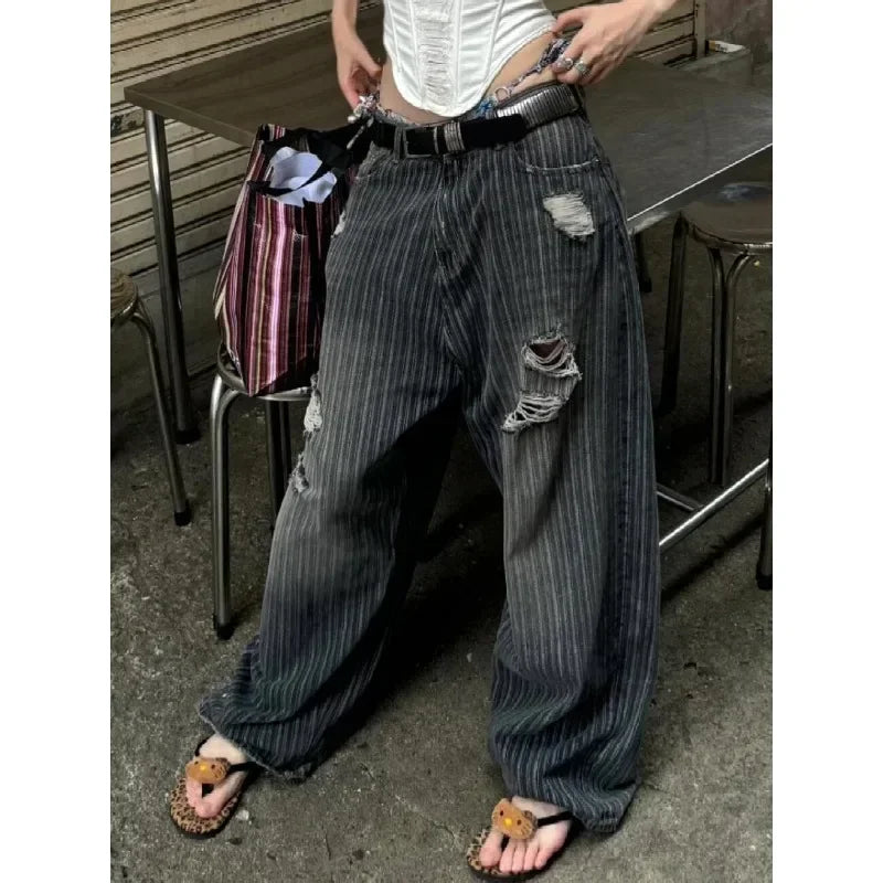 Vintage Washed Wide-Leg Denim Jeans