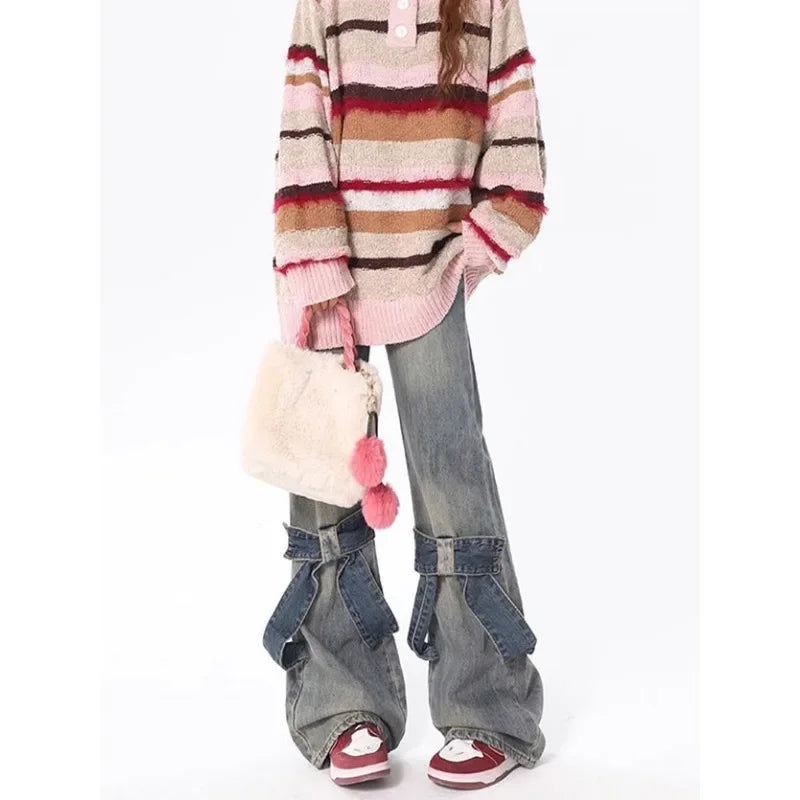 Patchwork Flared Denim Jeans