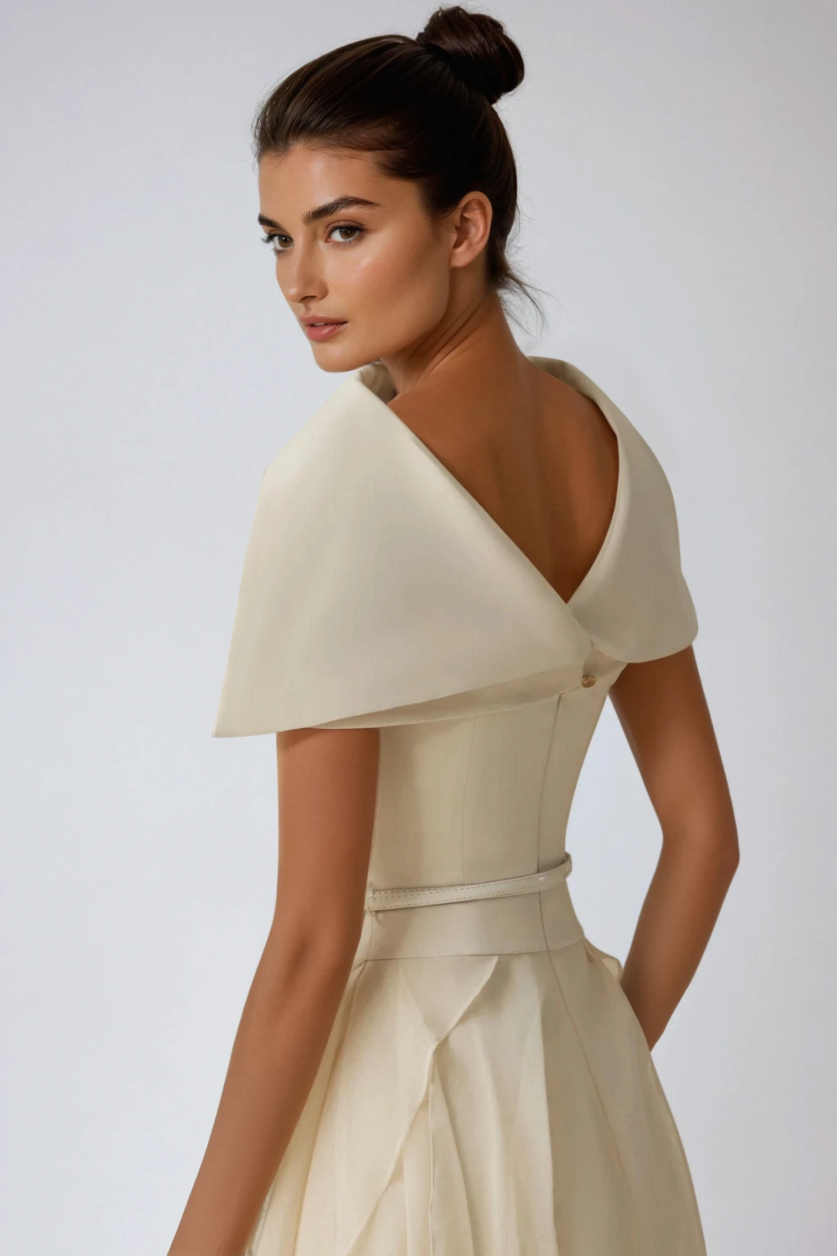 Two Deividas Piece Shawl Ruffle Midi Dress
