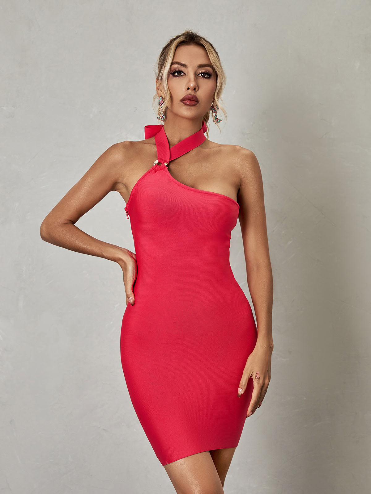 Halter Neck Bandage Mini Dress - View 3