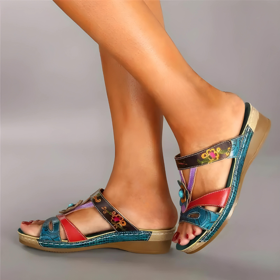 Embellished Strappy Slip On Wedge Sandals