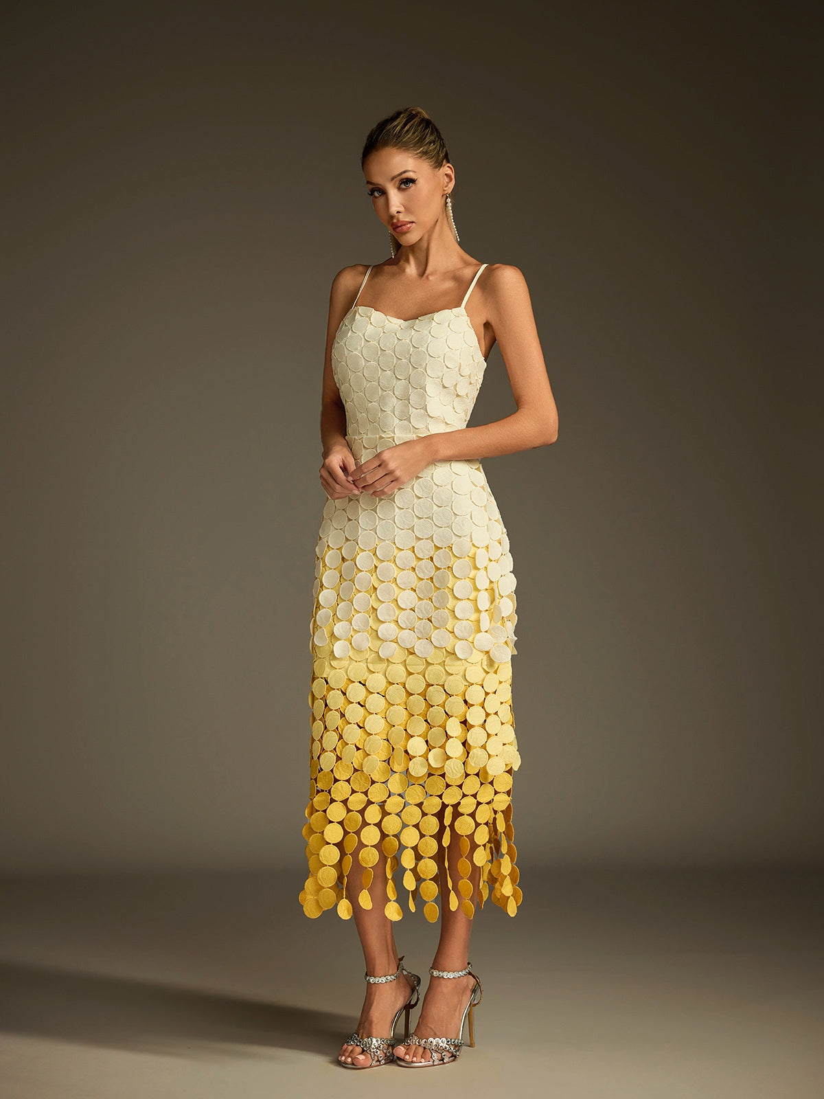 Ombre Spaghetti Cutout Midi Dress