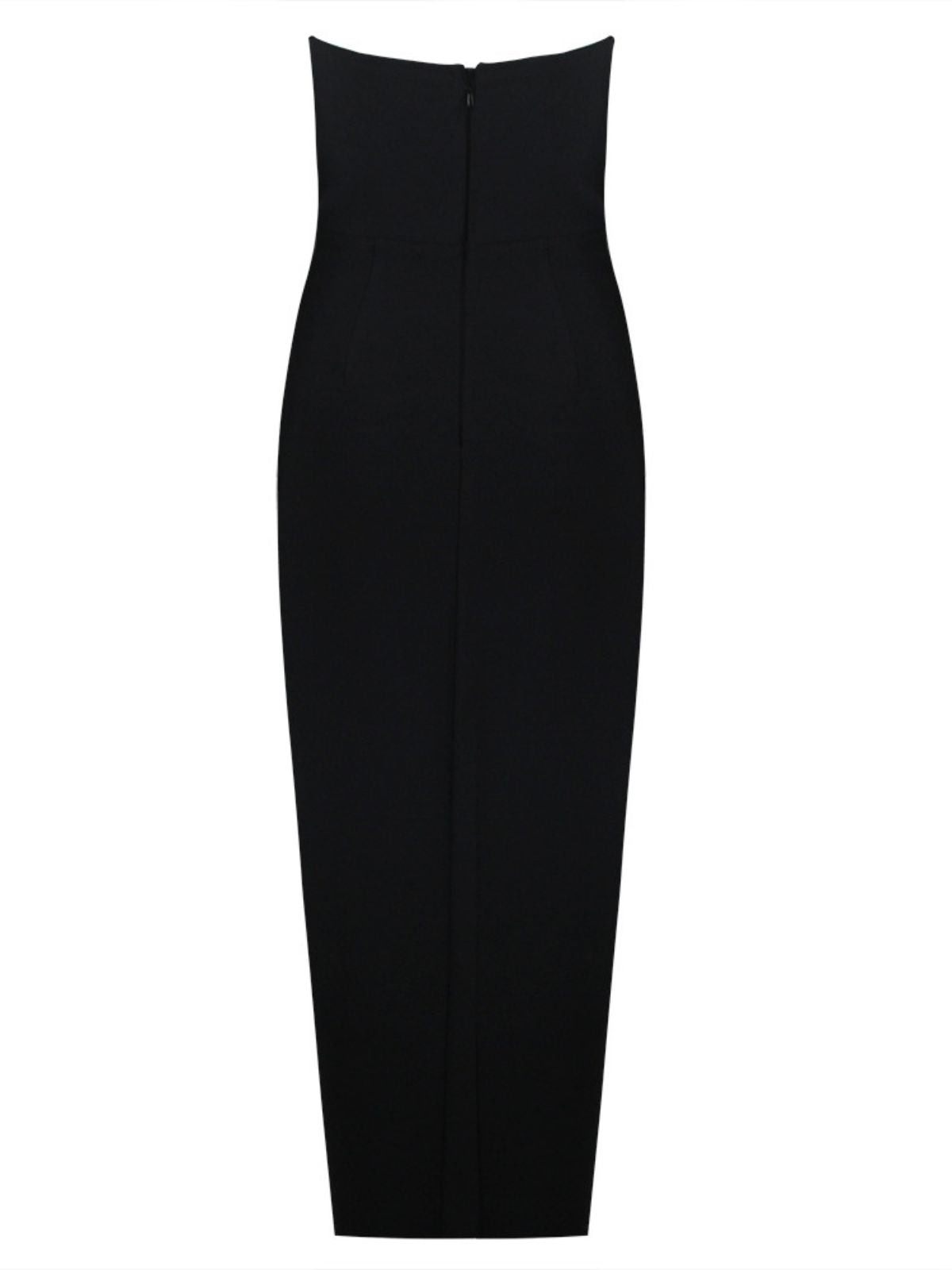Strapless Deep V-Neck Crystal Embellished High Split Bandage Maxi Dress