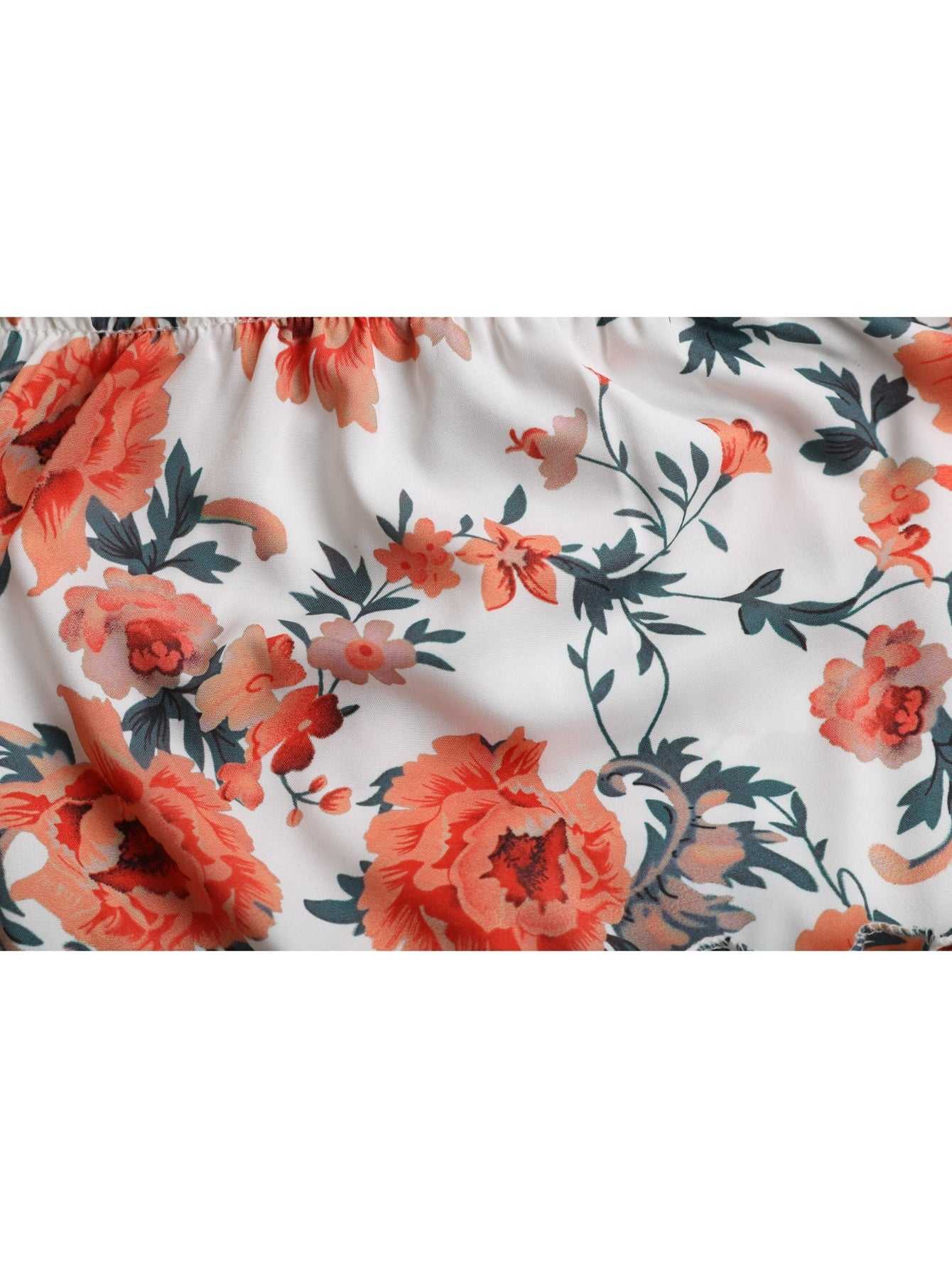 Ditsy Floral Knot Shoulder Ruffle Hem Dress